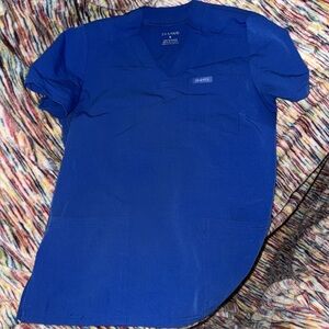 Jaanuu Helia Notched Scrub Top - Royal blue - Size S